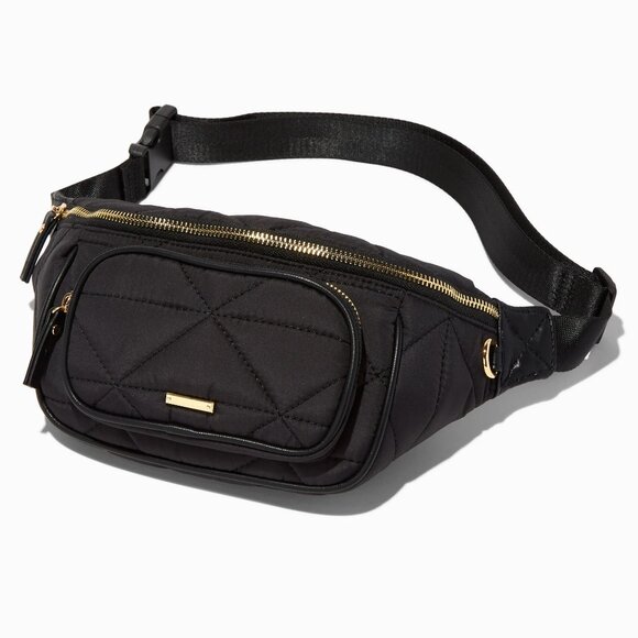 NEW WITH TAG Quilted Gold Tone Zipper Fanny Pack Waist Bag - Picture 1 of 3